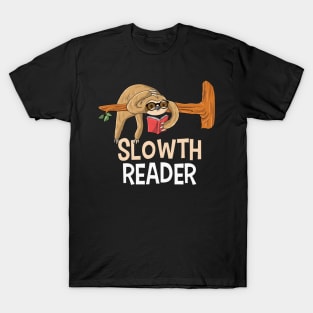 Cute Funny Sloth Reading Book Reader Girls Boys Teens Gift T-Shirt